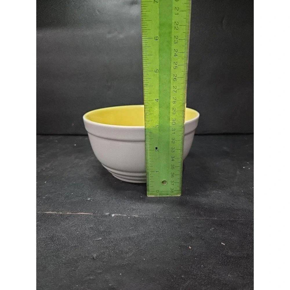 General Electric Refrigerator Bowl, Hall Ovenware Ceramic, Gray‎ & Yellow Decor